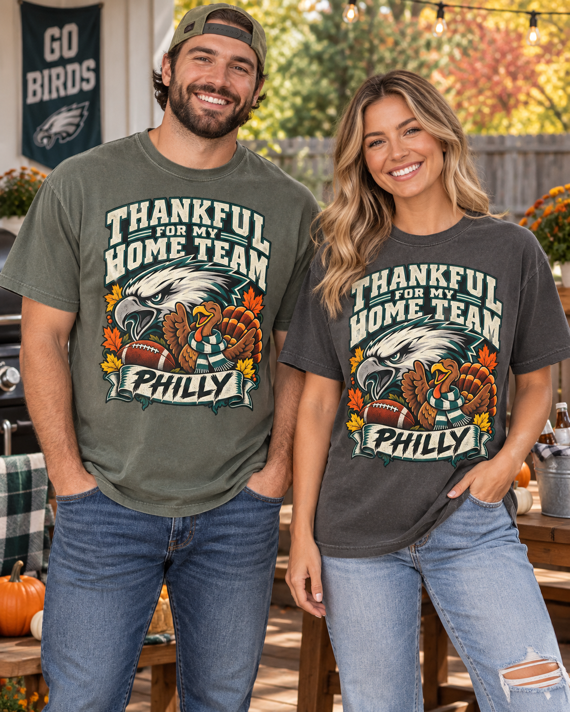 Thankful for My Home Team Philly Comfort Colors Thanksgiving football T-shirt mockup 2