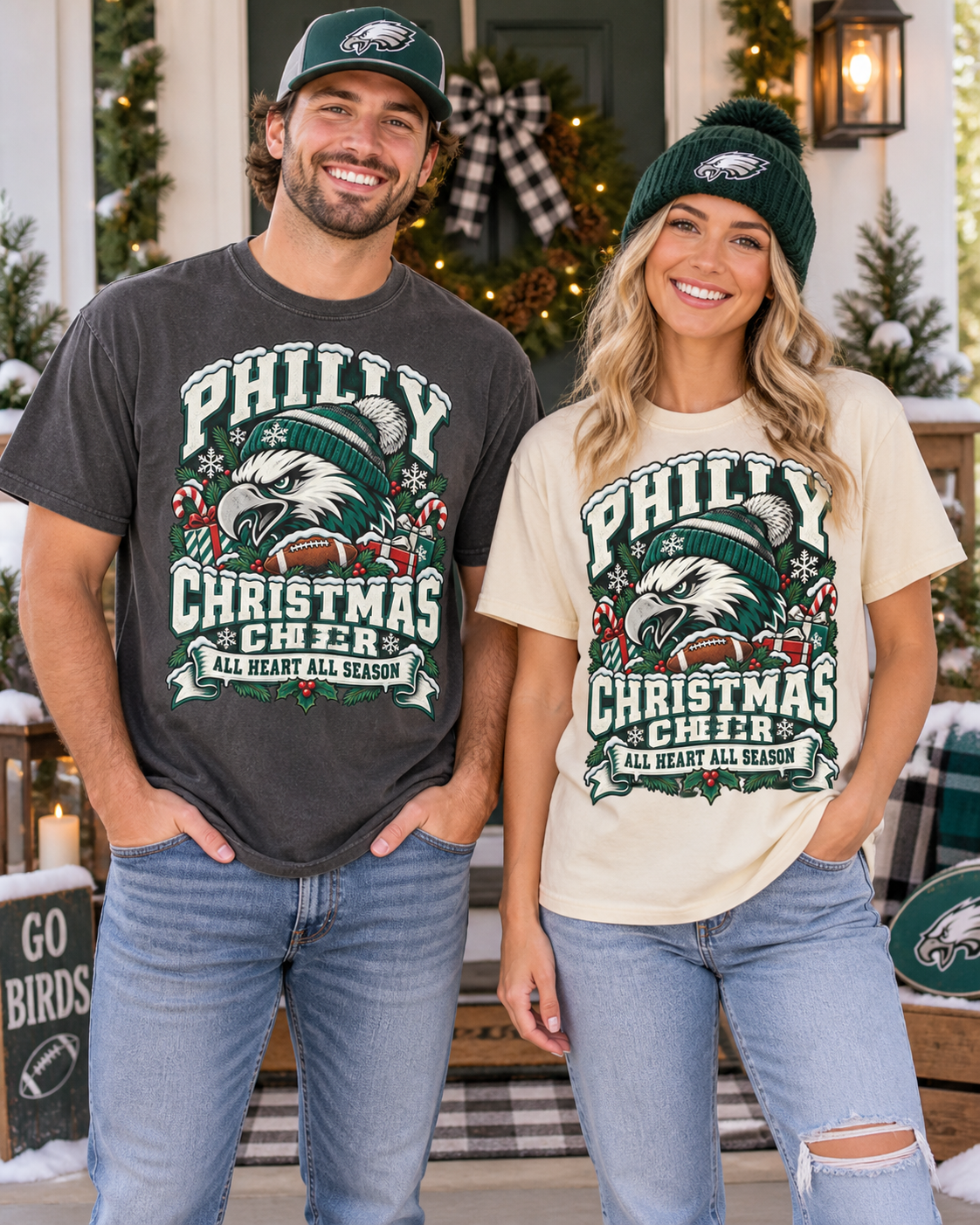 Philly Christmas Cheer Comfort Colors Christmas football T-shirt mockup 2