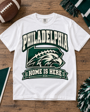 Philadelphia Home Is Here Comfort Colors football T-shirt mockup 4