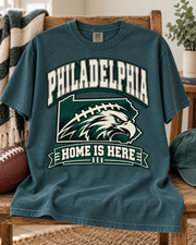 Philadelphia Home Is Here Comfort Colors football T-shirt mockup 5