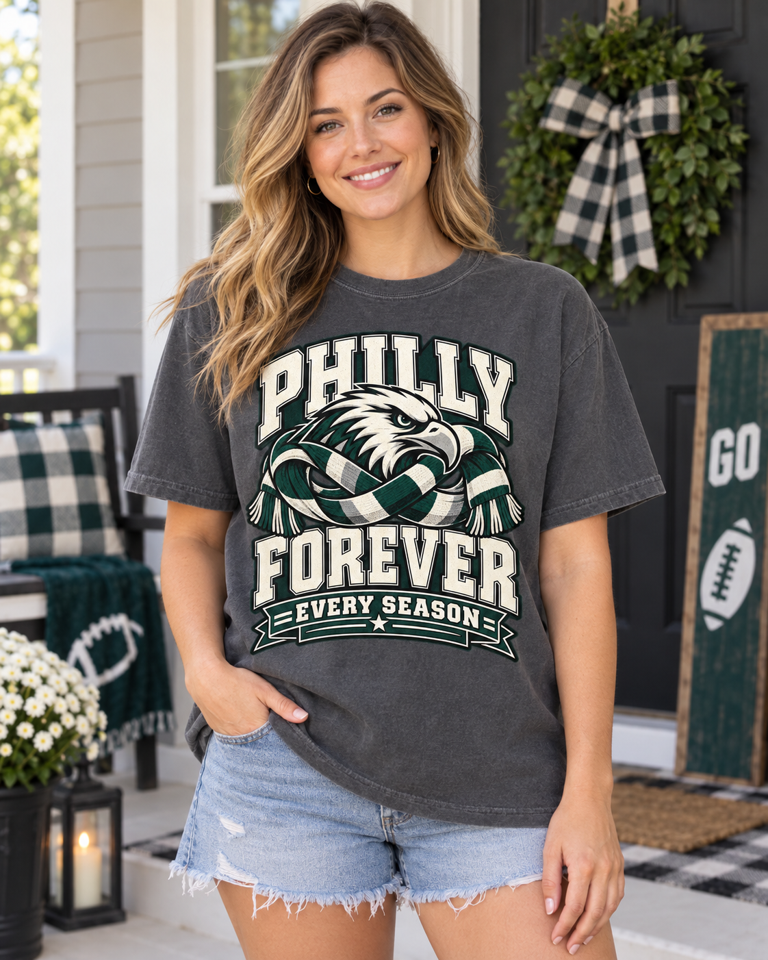Philly Forever Every Season Comfort Colors football T-shirt mockup 1