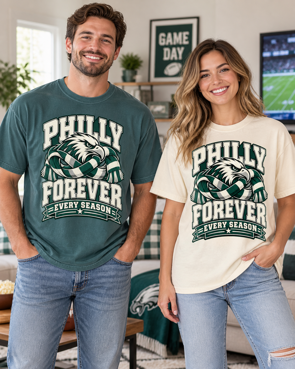 Philly Forever Every Season Comfort Colors football T-shirt mockup 2