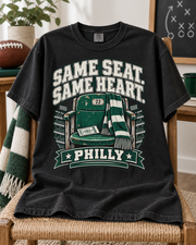 Same Seat Same Heart Philly Comfort Colors football T-shirt mockup 5