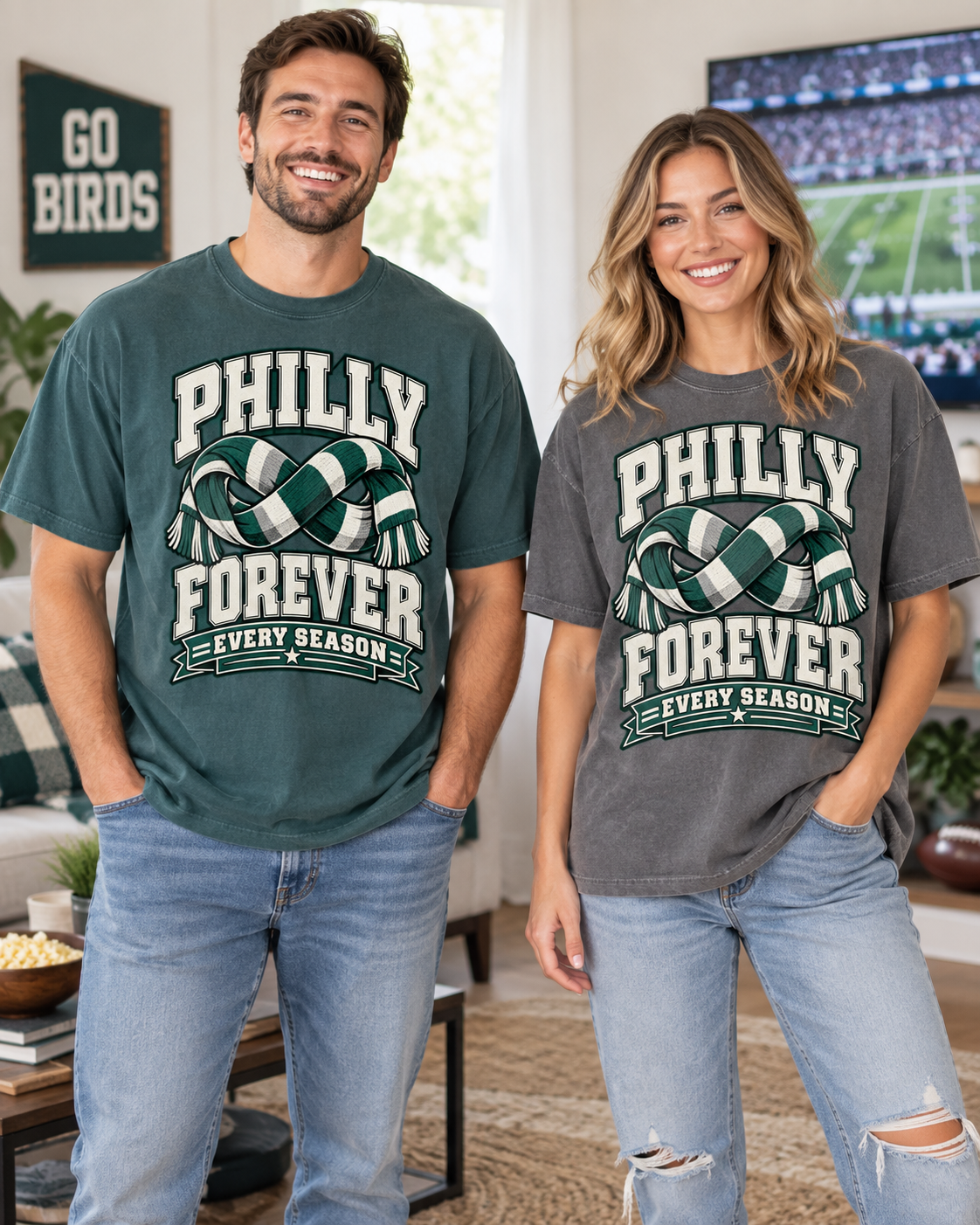 Philly Forever Every Season Vintage Comfort Colors football T-shirt mockup 2