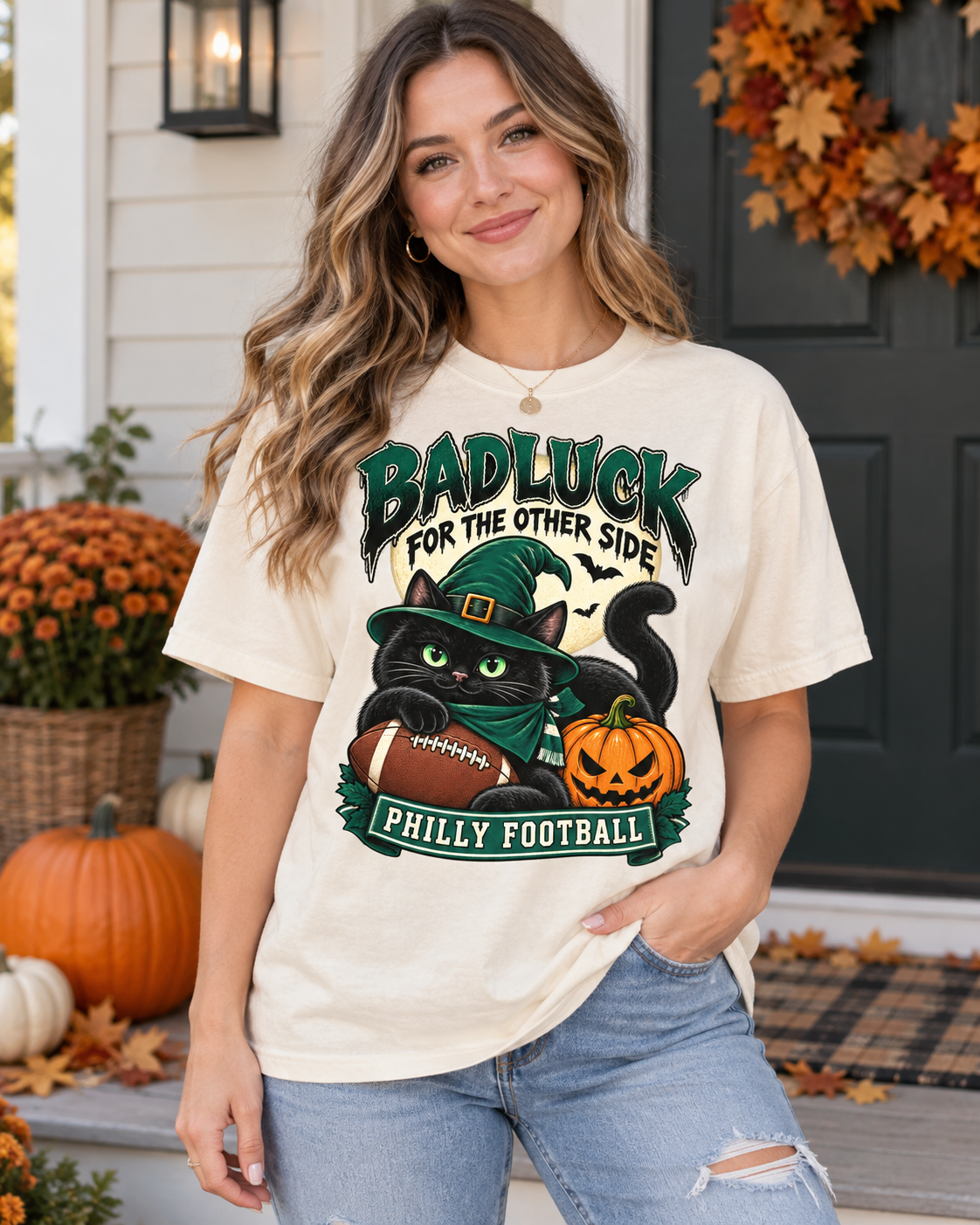 Bad Luck for the Other Side Philly Football Comfort Colors Halloween T-shirt mockup 1