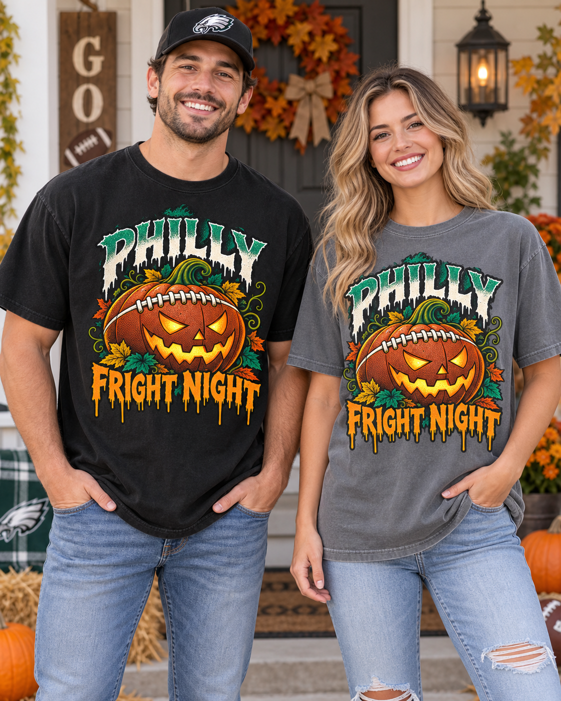 Philly Fright Night Comfort Colors Halloween football T-shirt mockup 2