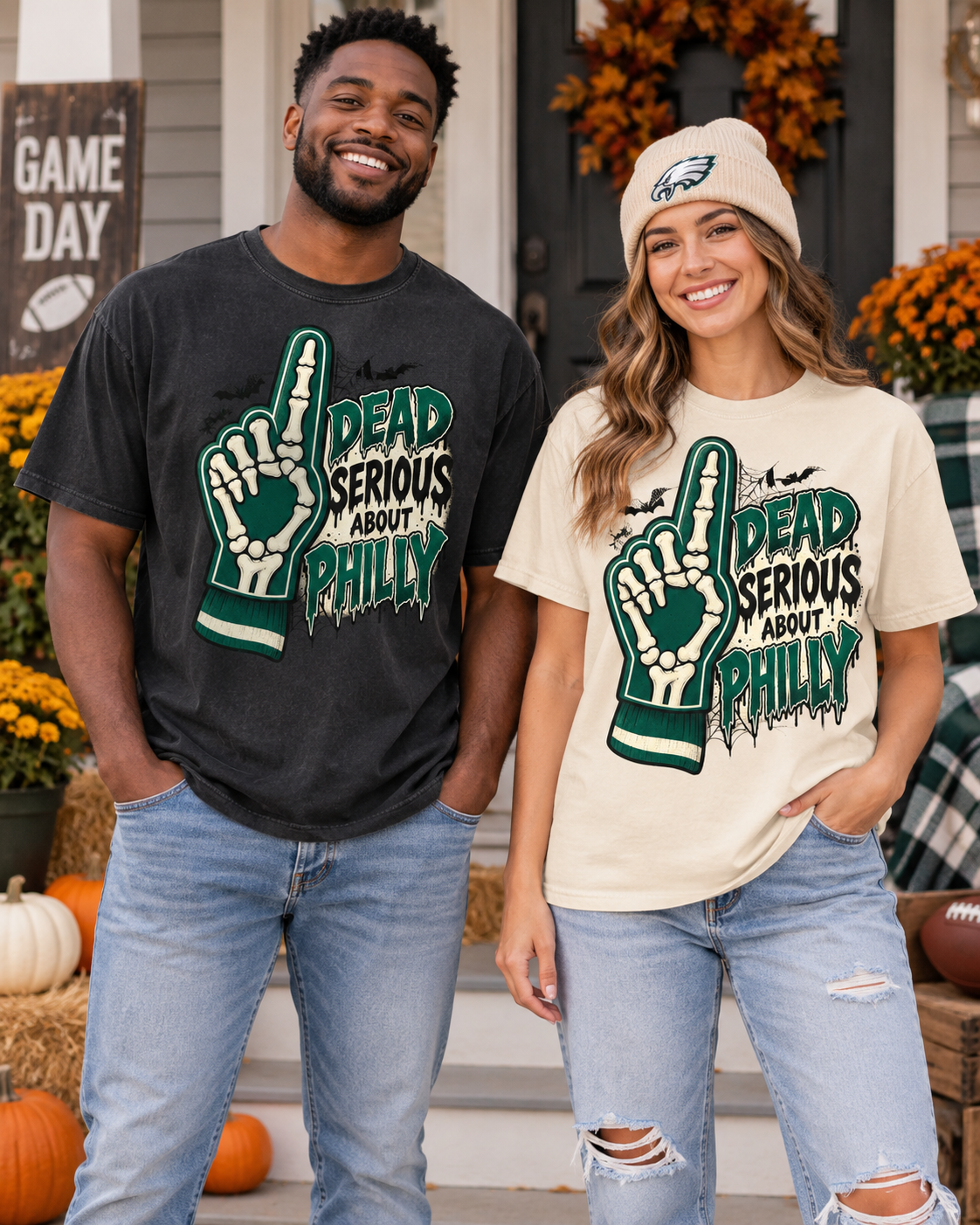 Dead Serious About Philly Comfort Colors Halloween football T-shirt mockup 2