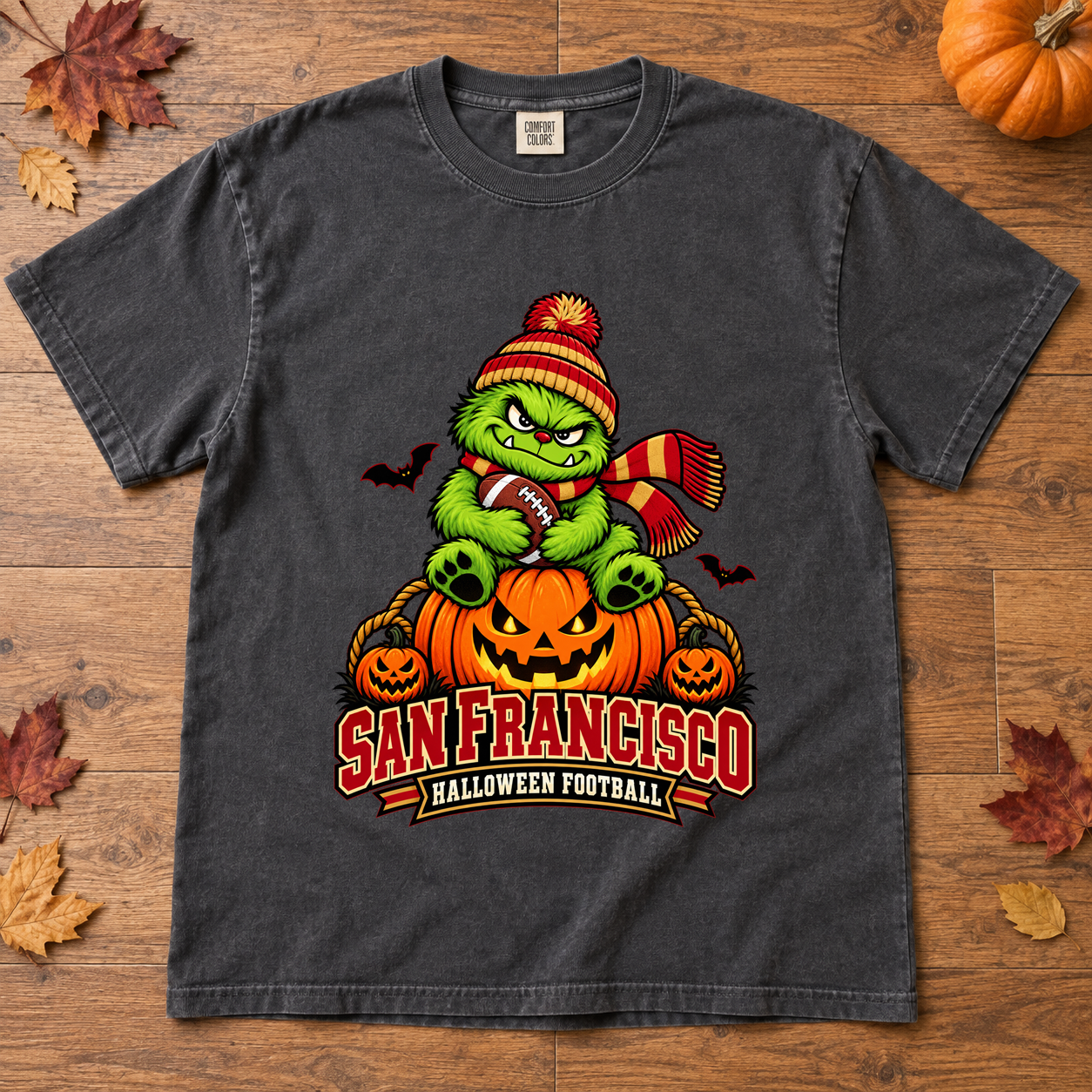 San Francisco Halloween Football Comfort Colors 1717 T-shirt mockup 2