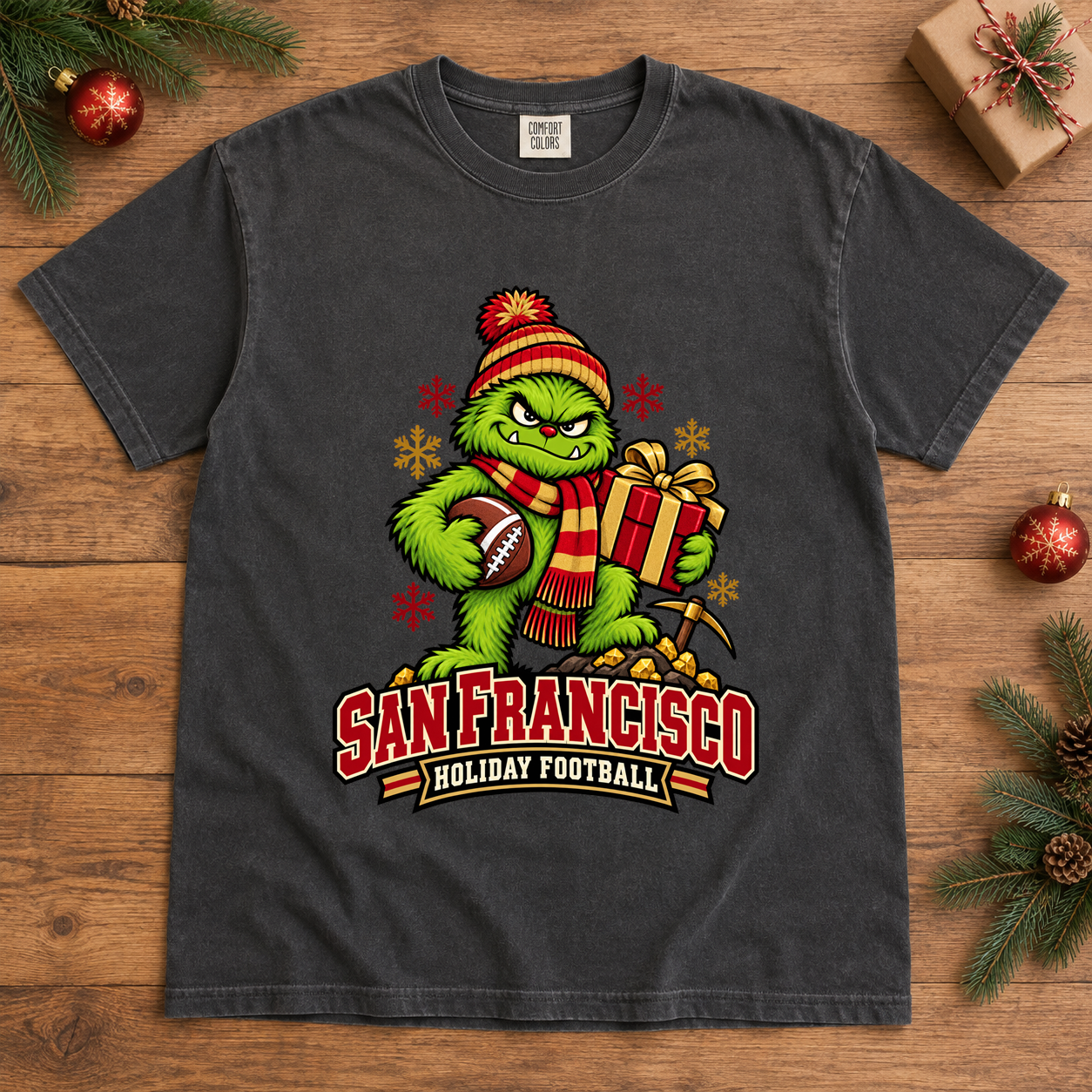 San Francisco Holiday Football Comfort Colors 1717 T-shirt mockup 2