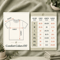 Comfort Colors 1717 size chart with chest, length, and sleeve measurements from S to 4XL