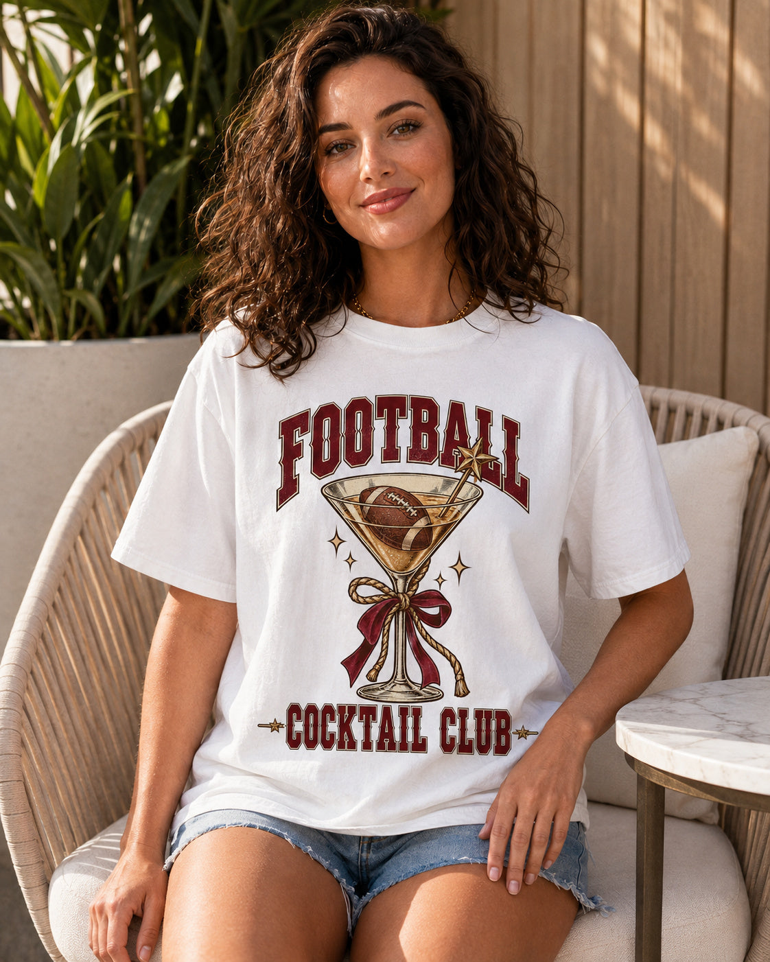 Football Cocktail Club Comfort Colors T-shirt alternate lifestyle mockup