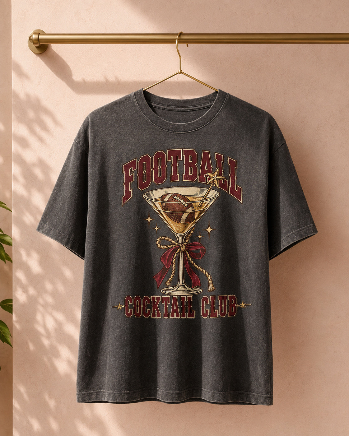 Football Cocktail Club Comfort Colors T-shirt hanger mockup