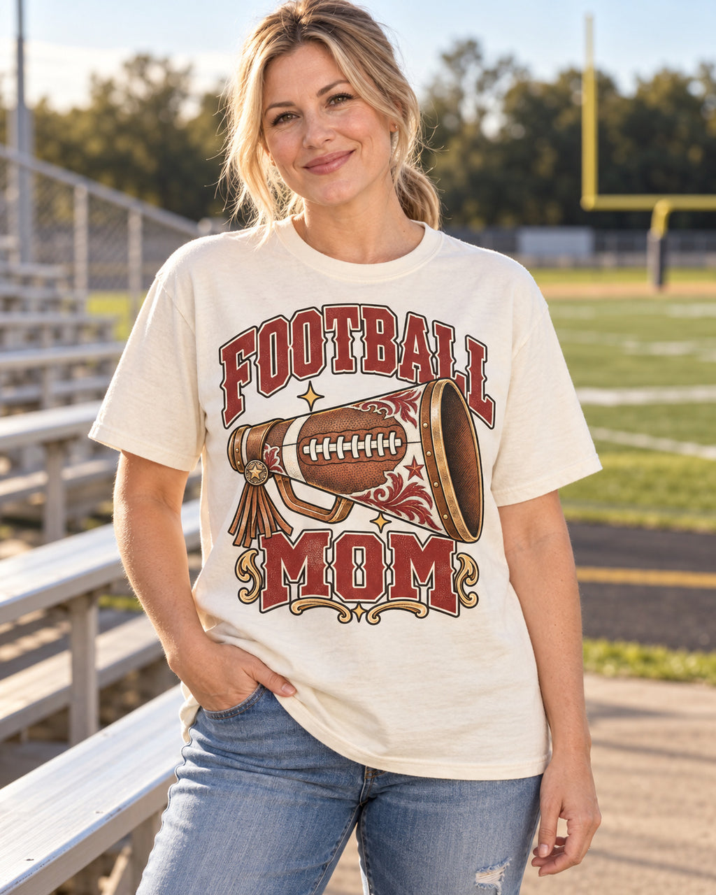 Football Mom premium Comfort Colors game day T-shirt hero mockup