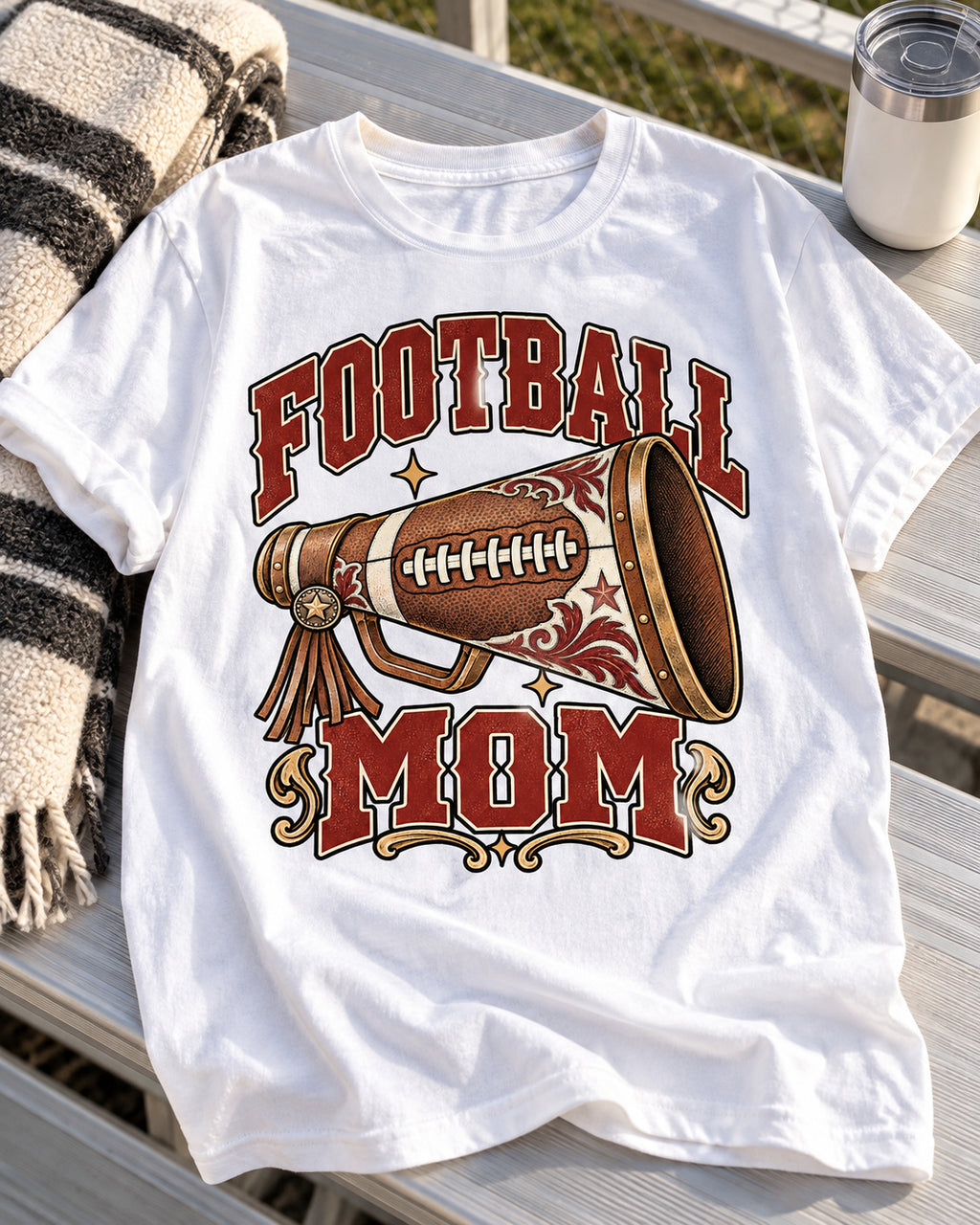 Football Mom Comfort Colors T-shirt flat lay mockup