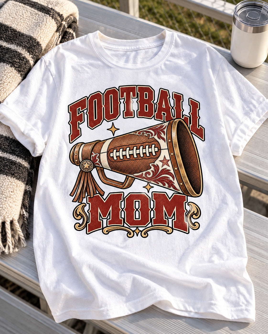 Football Mom Comfort Colors T-shirt flat lay mockup