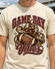Game Day Vibes graphic print close-up on Comfort Colors shirt