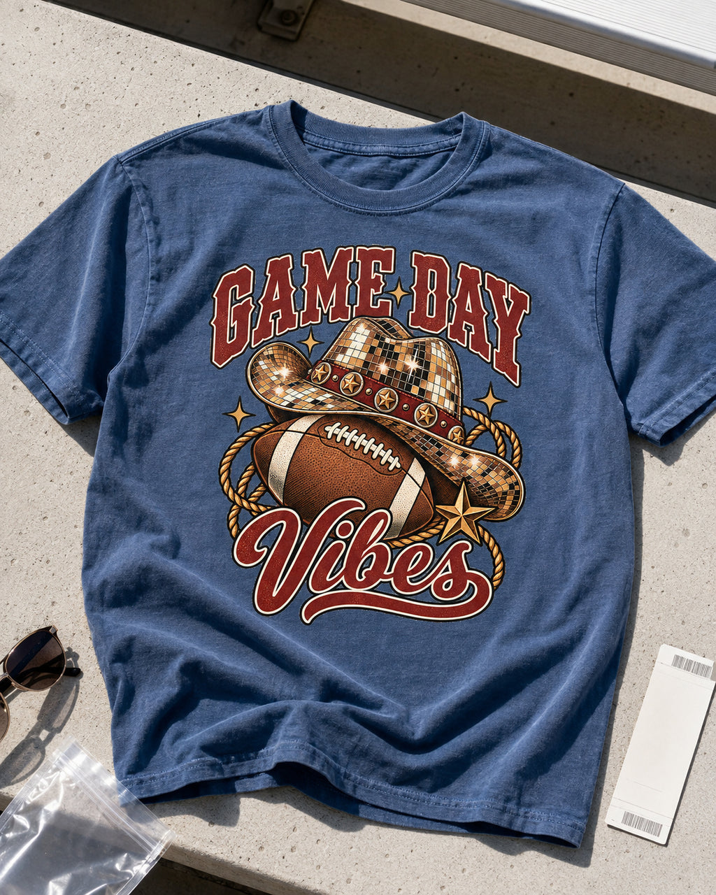 Game Day Vibes Comfort Colors T-shirt flat lay mockup