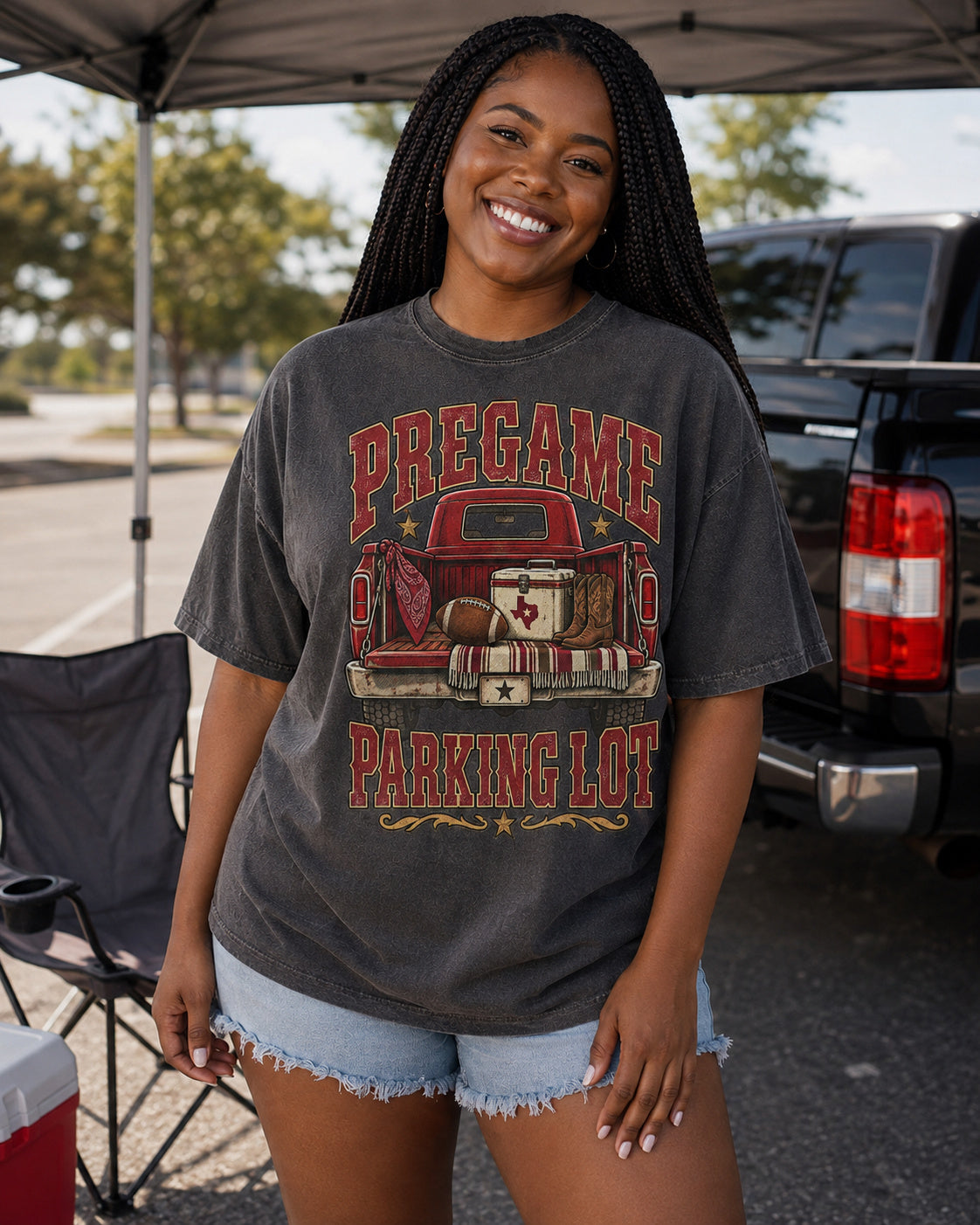 Pregame Parking Lot Comfort Colors T-shirt alternate tailgate lifestyle mockup