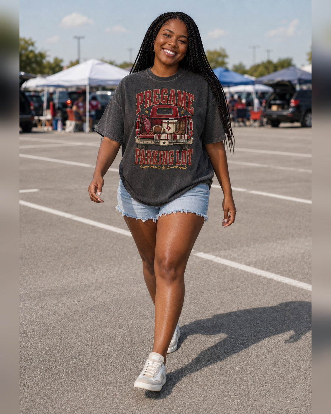 Pregame Parking Lot Comfort Colors T-shirt full body tailgate outfit mockup
