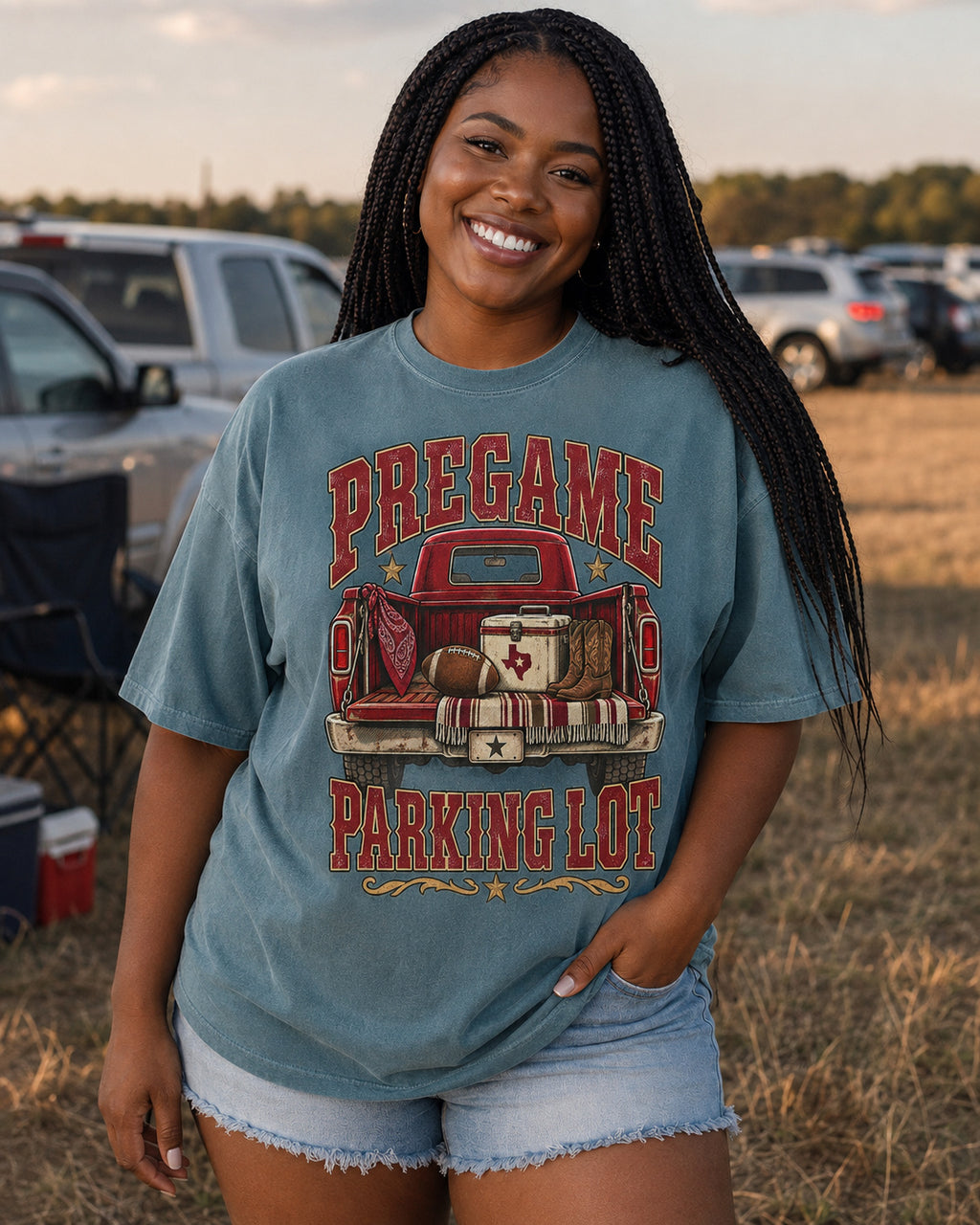 Pregame Parking Lot Comfort Colors T-shirt alternate garment color mockup