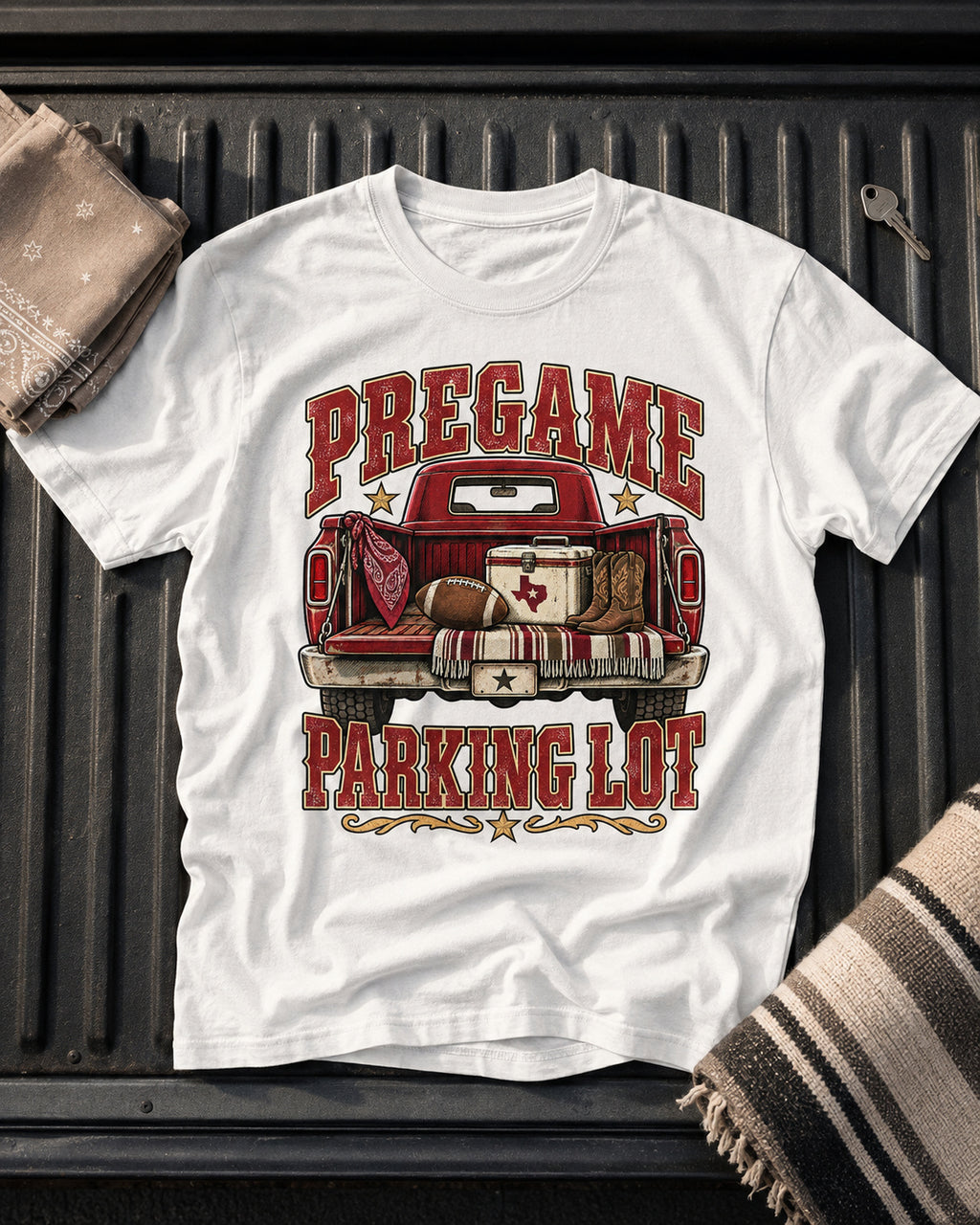 Pregame Parking Lot Comfort Colors T-shirt flat lay mockup