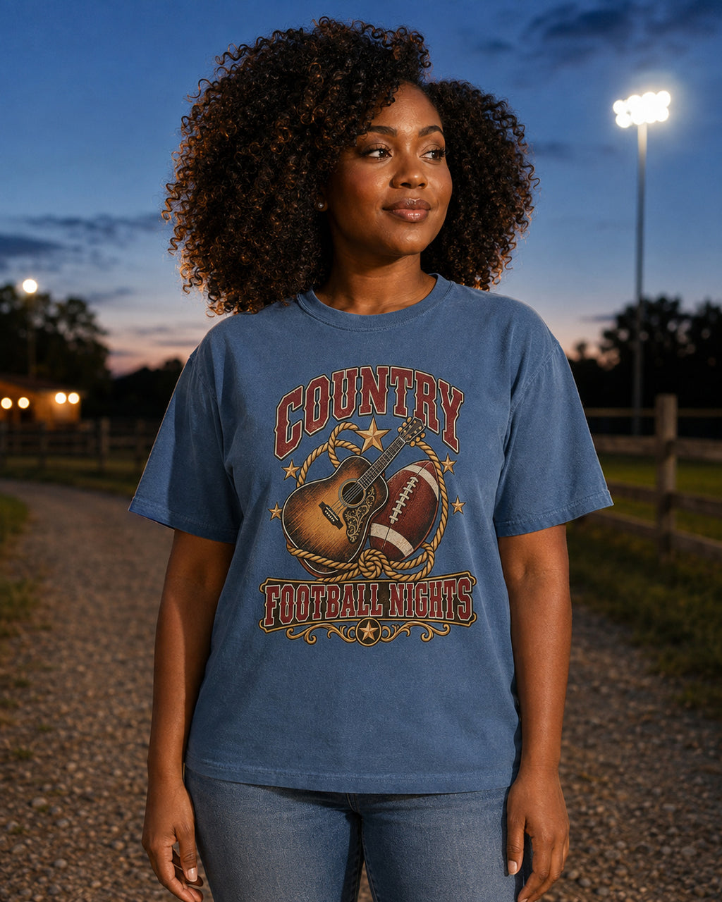 Country Football Nights western football tee alternate shirt color mockup