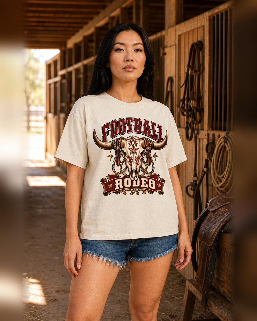 Football Rodeo western football tee alternate lifestyle mockup