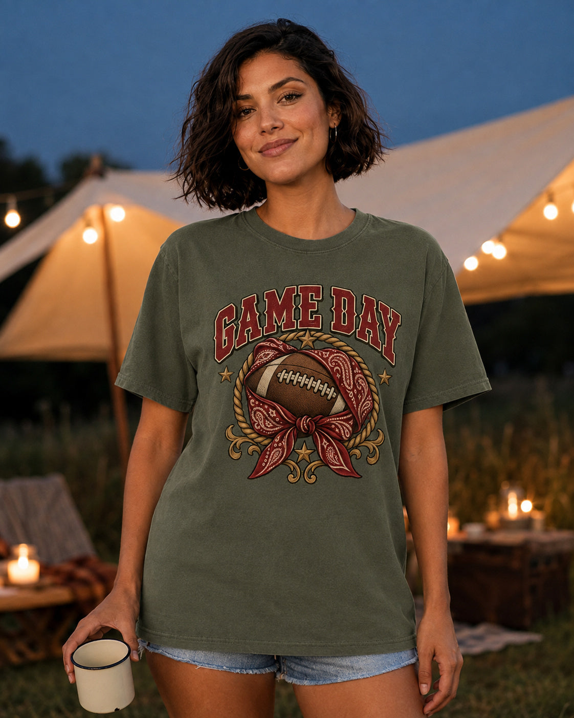 Game Day Bandana Football Comfort Colors T-shirt alternate garment color mockup