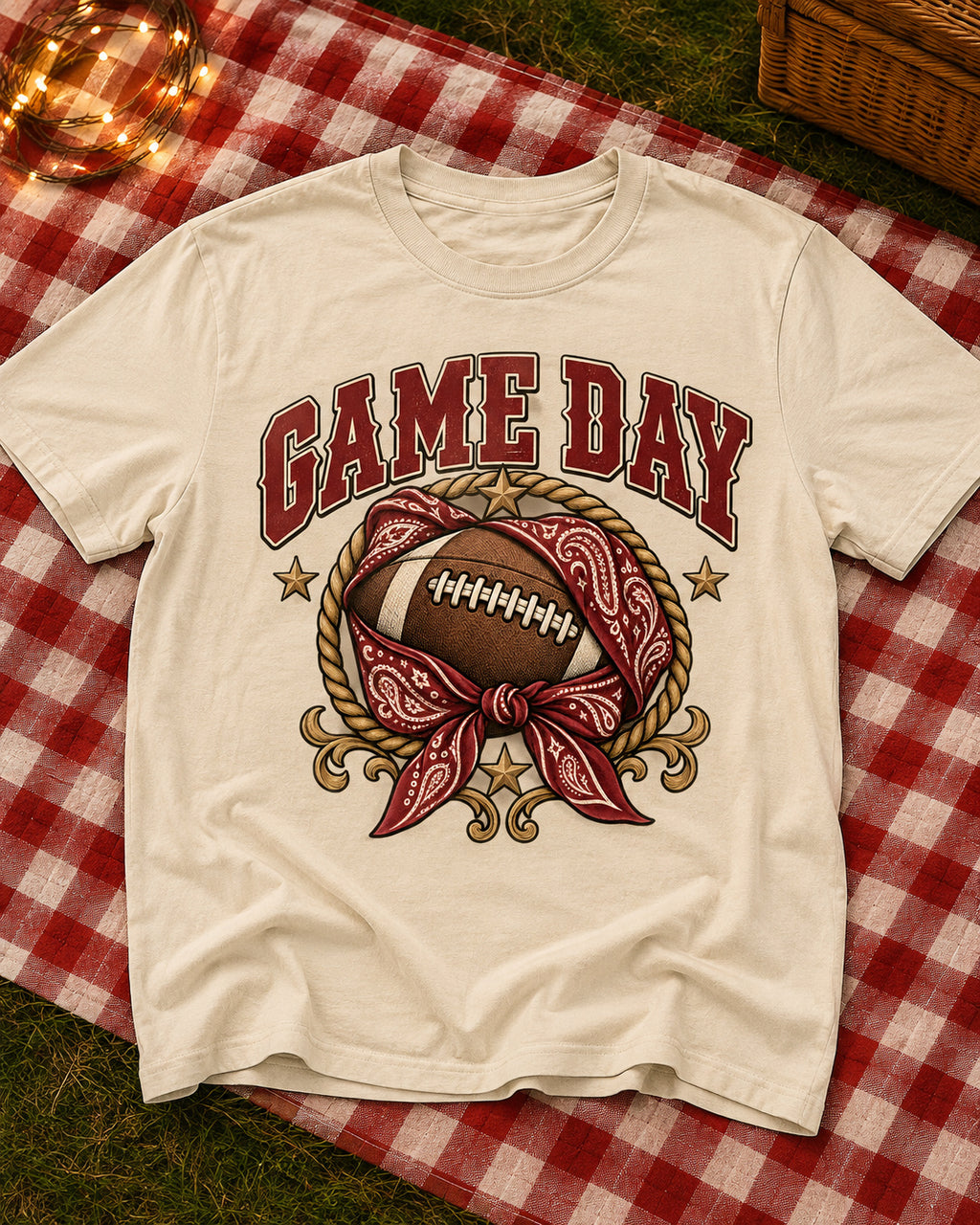 Game Day Bandana Football Comfort Colors T-shirt flat lay mockup