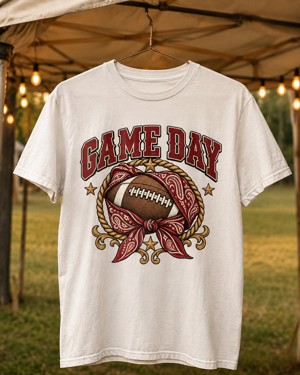 Game Day Bandana Football Comfort Colors T-shirt hanger mockup