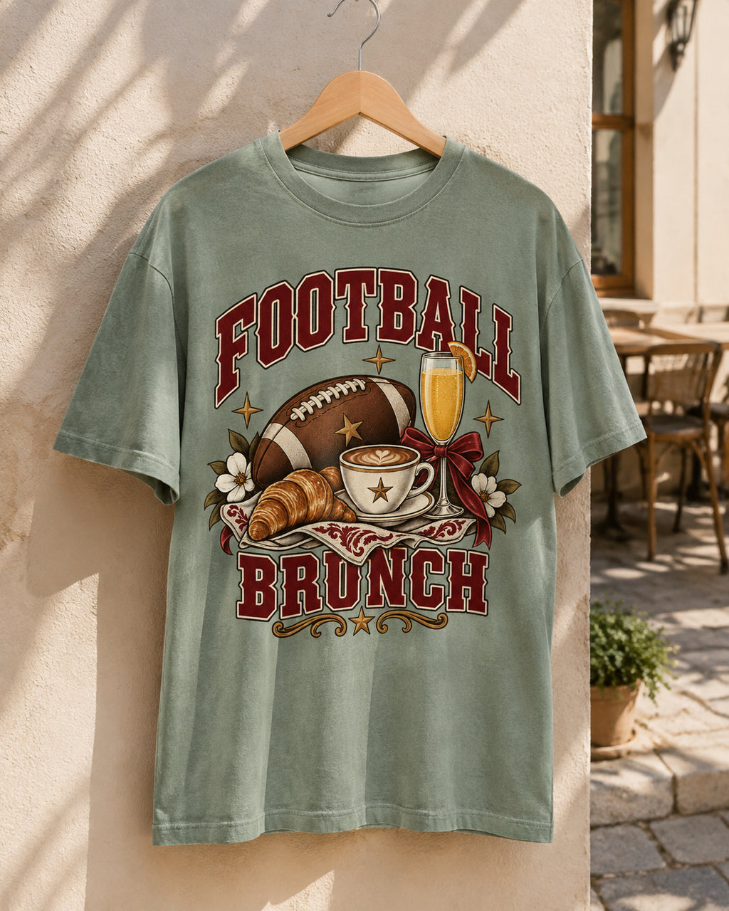 Football Brunch Comfort Colors T-shirt hanger mockup