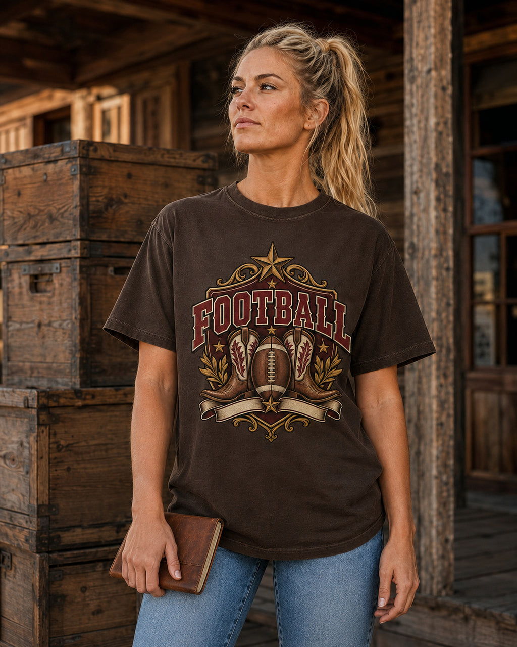 Football Western Crest western game day lifestyle storytelling mockup