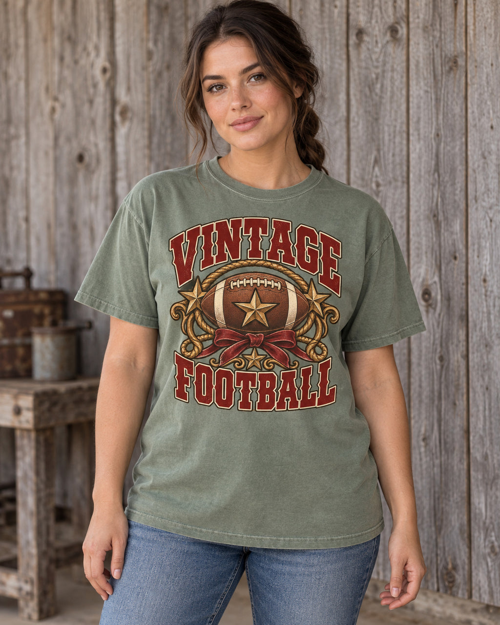 Vintage Football premium Comfort Colors football T-shirt hero mockup