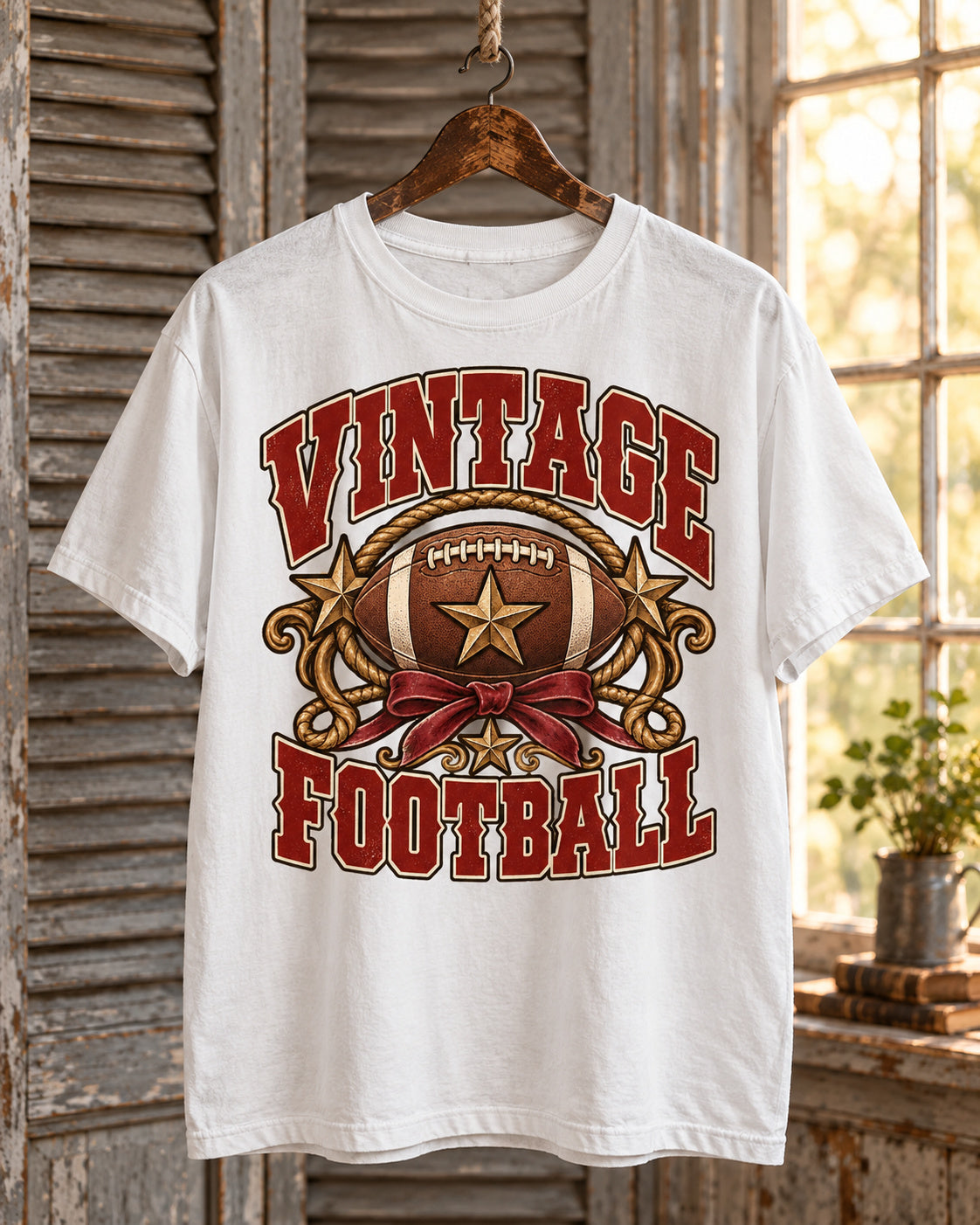 Vintage Football Comfort Colors T-shirt hanger mockup