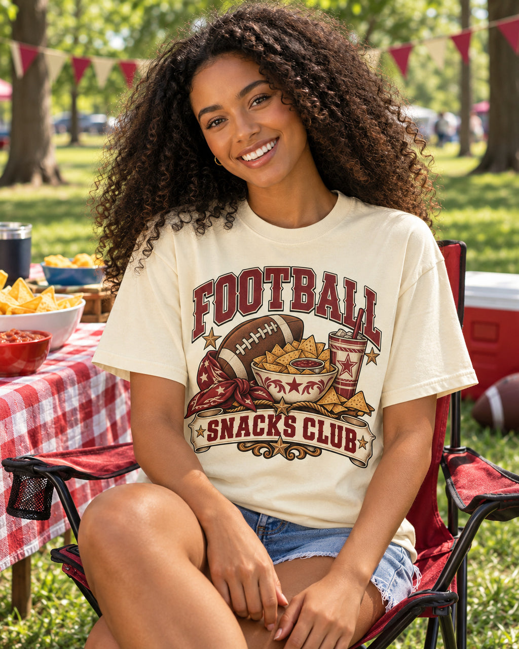 Football Snacks Club Comfort Colors T-shirt alternate lifestyle mockup