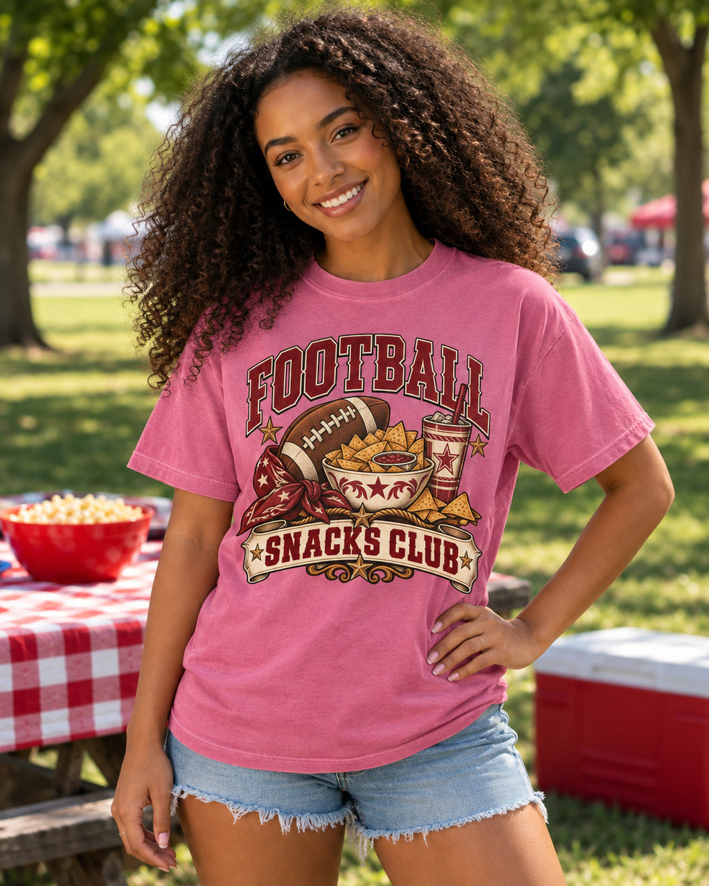 Football Snacks Club Comfort Colors T-shirt alternate garment color mockup