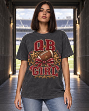 QB Girl premium Comfort Colors football T-shirt hero mockup