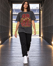QB Girl Comfort Colors T-shirt full body football game day outfit mockup