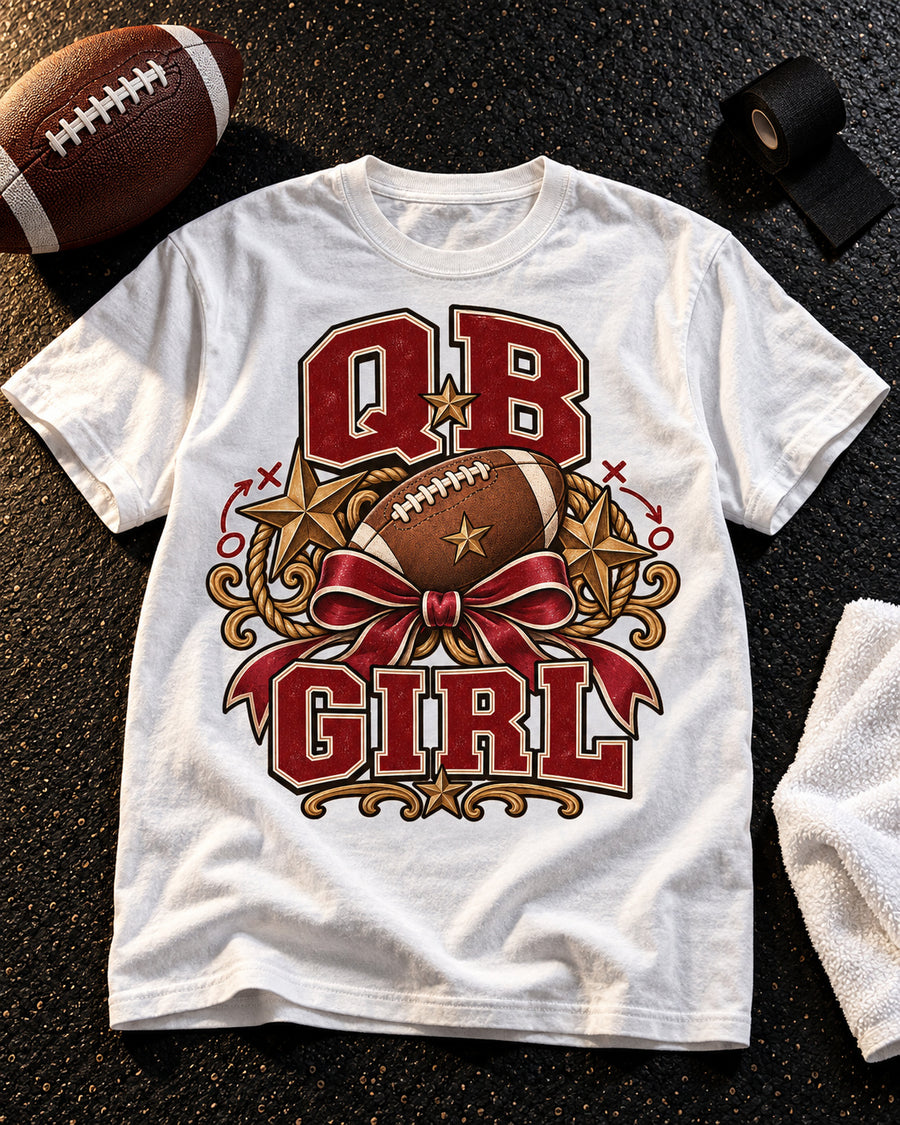 QB Girl Comfort Colors T-shirt flat lay mockup
