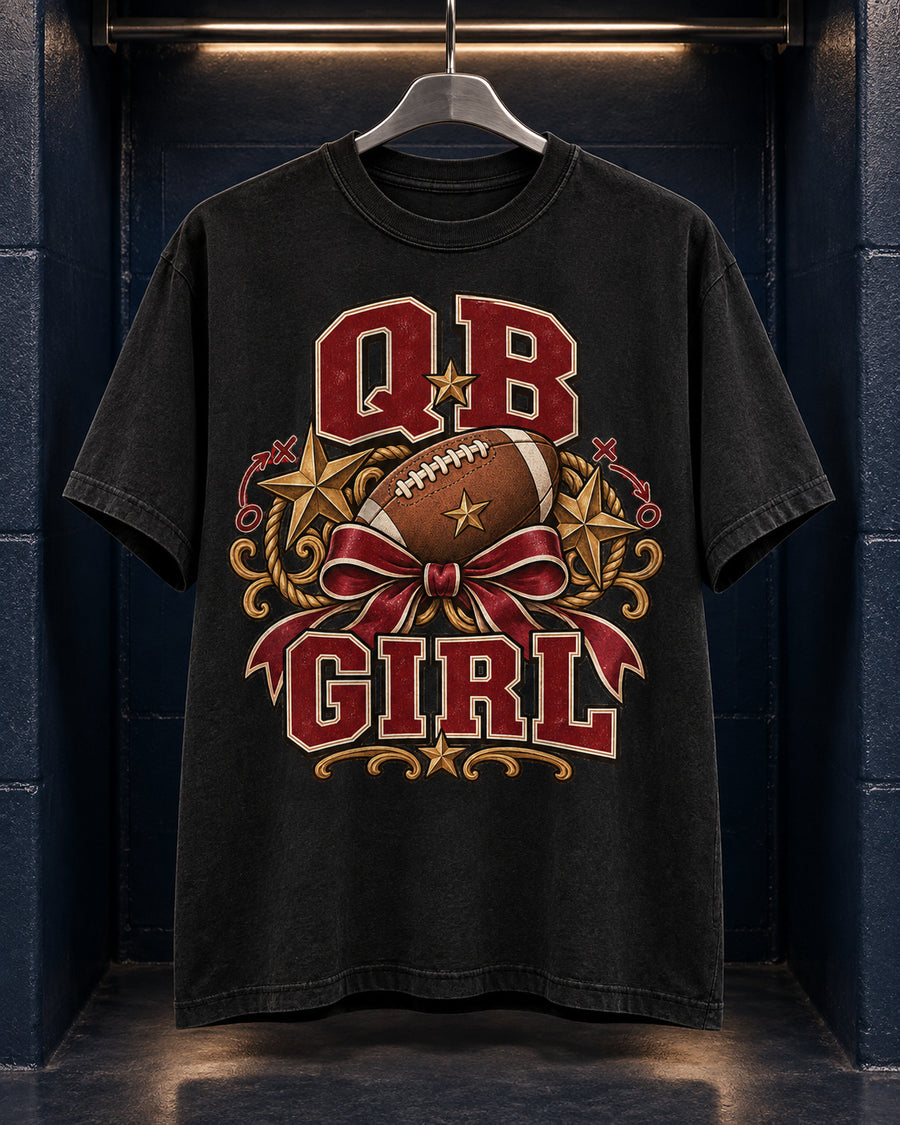 QB Girl Comfort Colors T-shirt hanger mockup