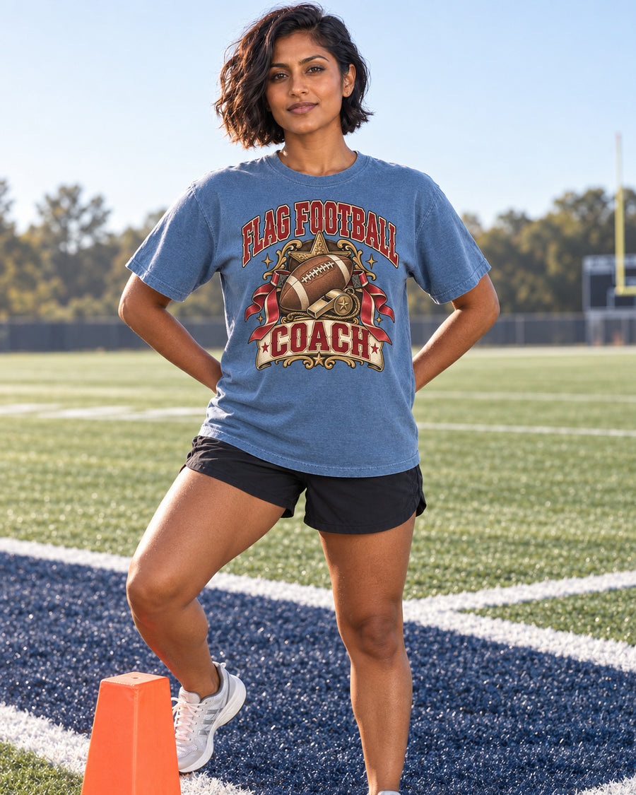 Flag Football Coach Comfort Colors T-shirt alternate garment color mockup
