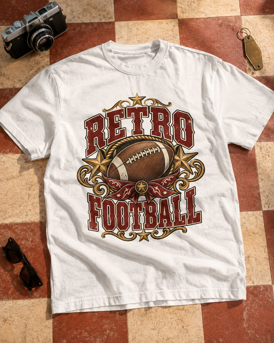 Retro Football Comfort Colors T-shirt flat lay mockup