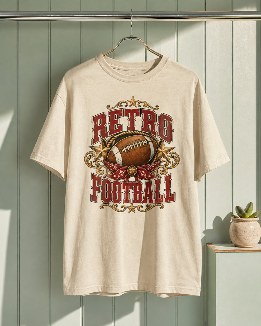 Retro Football Comfort Colors T-shirt hanger mockup