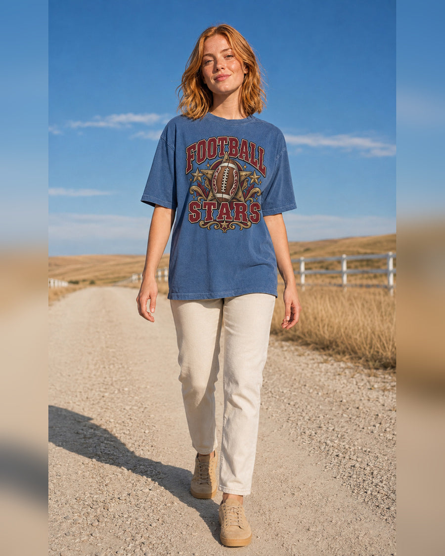 Football Stars Comfort Colors T-shirt full body game day outfit mockup
