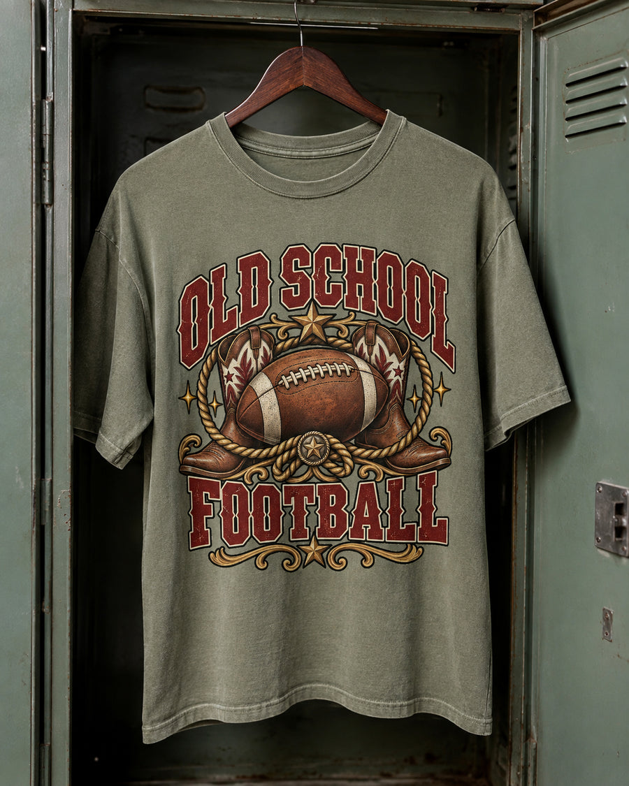 Old School Football Comfort Colors T-shirt hanger mockup