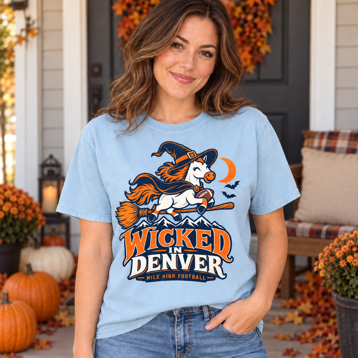 Wicked Denver Denver football Comfort Colors 1717 T-shirt mockup 1