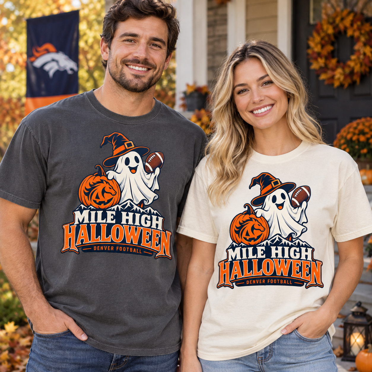 Mile High Halloween Denver football Comfort Colors 1717 T-shirt mockup 2