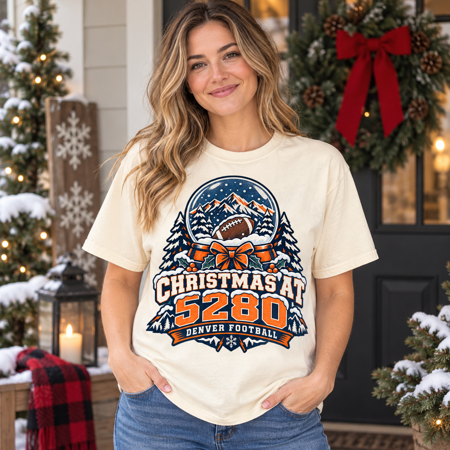 Christmas at 5280 Denver Christmas football Comfort Colors 1717 T-shirt mockup 1