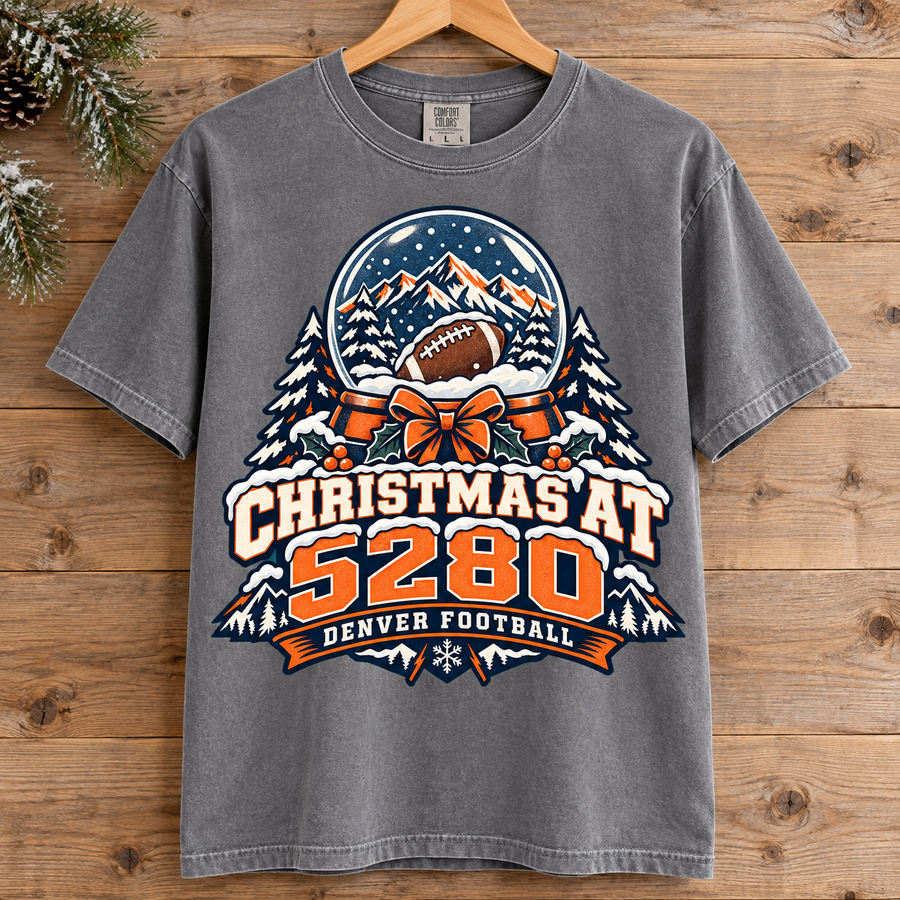 Christmas at 5280 Denver Christmas football Comfort Colors 1717 T-shirt mockup 3