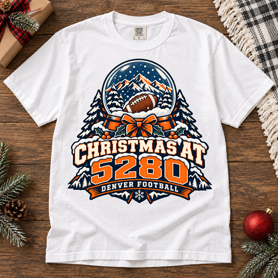 Christmas at 5280 Denver Christmas football Comfort Colors 1717 T-shirt mockup 4